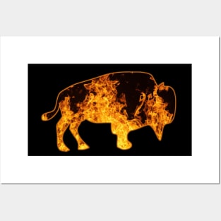 Fire Bull, Firey Musk Ox Texture Posters and Art